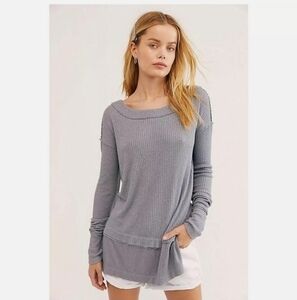 Free People Grey Waffle Top Size XS